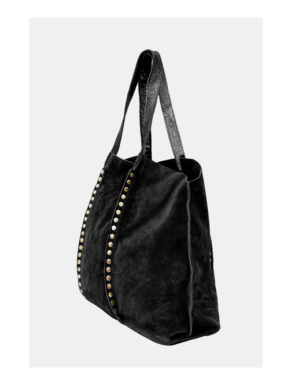 Tom&eva Sac Cabas En Croûte De Cuir Vachette Suède-GAELLE 4103-Noir