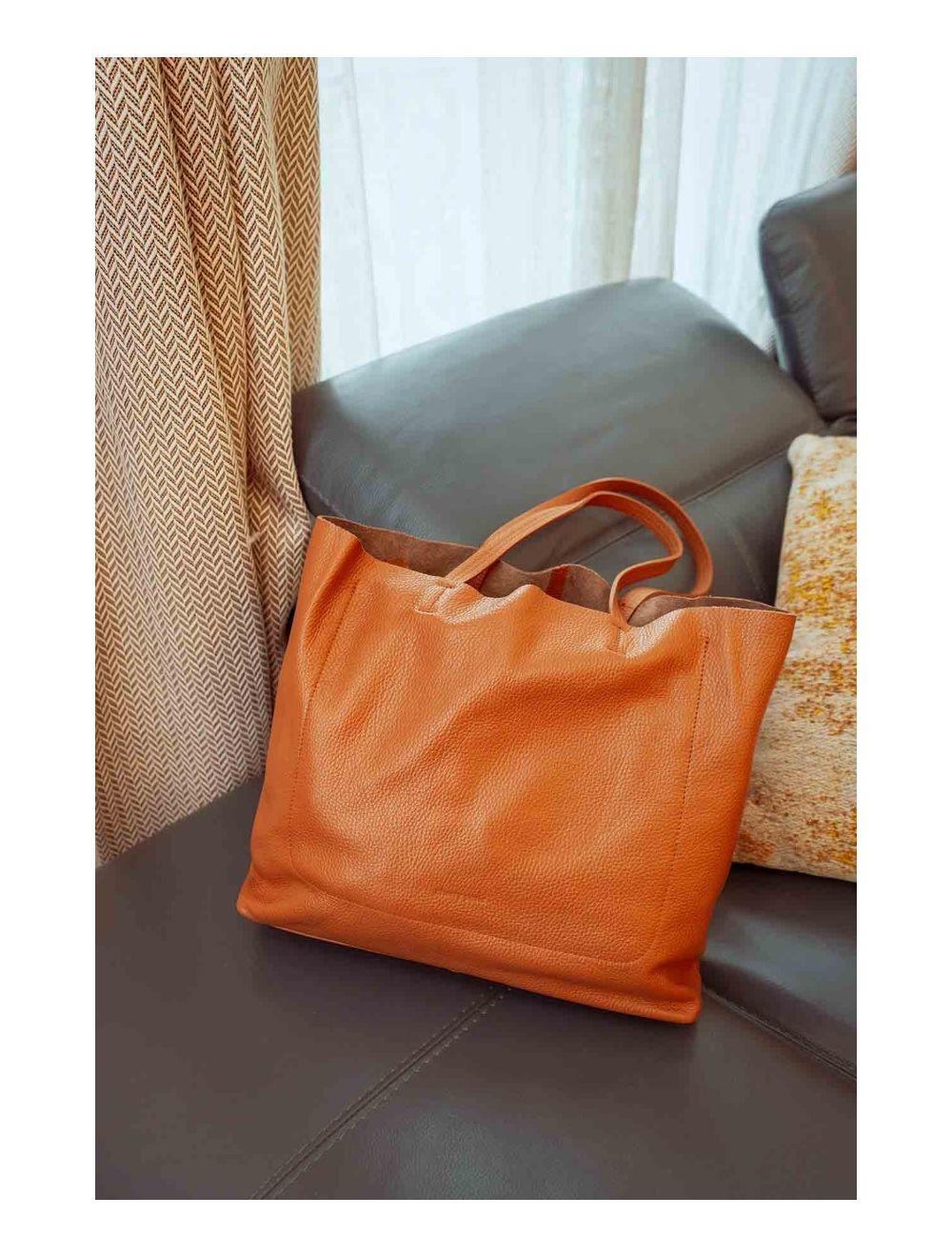 Tom&eva Sac Cabas En Cuir Vachette Grainé CELESTINE 4093-Cognac