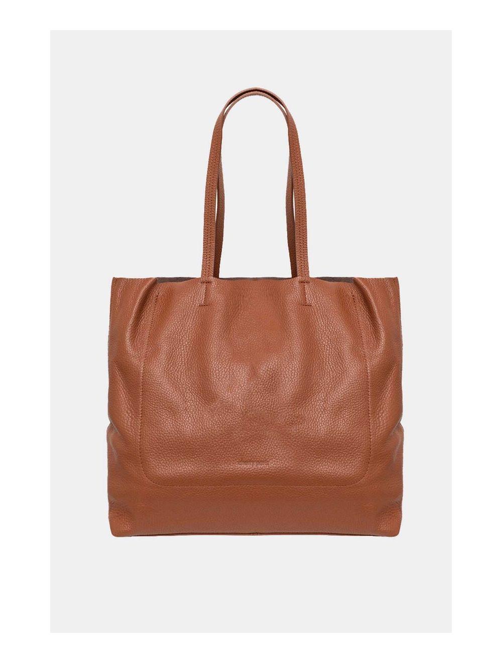 tom&eva Sac Cabas En Cuir Vachette Grainé CELESTINE 4093-Cognac