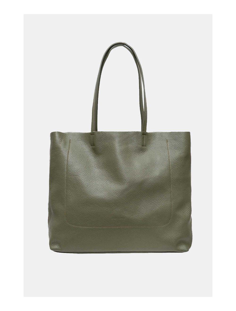 Tom&eva Sac Cabas En Cuir Vachette Grainé CELESTINE 4093-Kaki