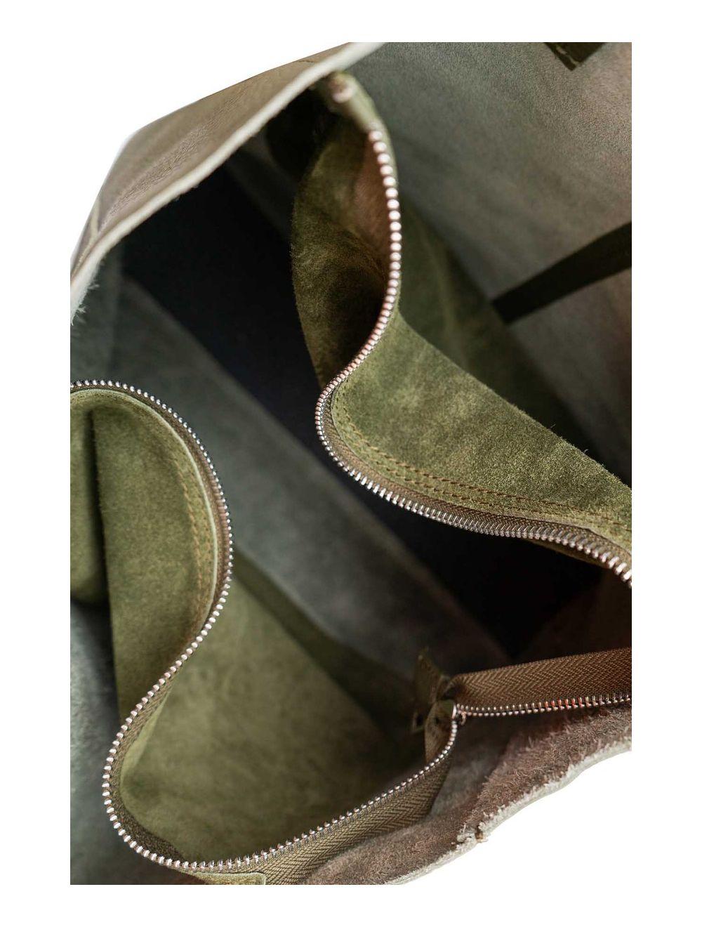 tom&eva Sac Cabas En Cuir Vachette Grainé CELESTINE 4093-Kaki