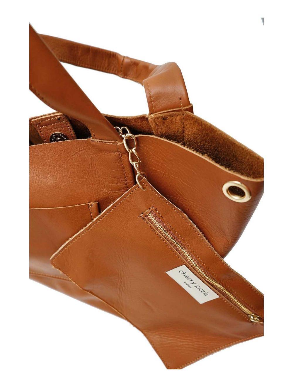 tom&eva Sac cabas En Cuir Vachette Sauvage 4101 KAHINA-Camel