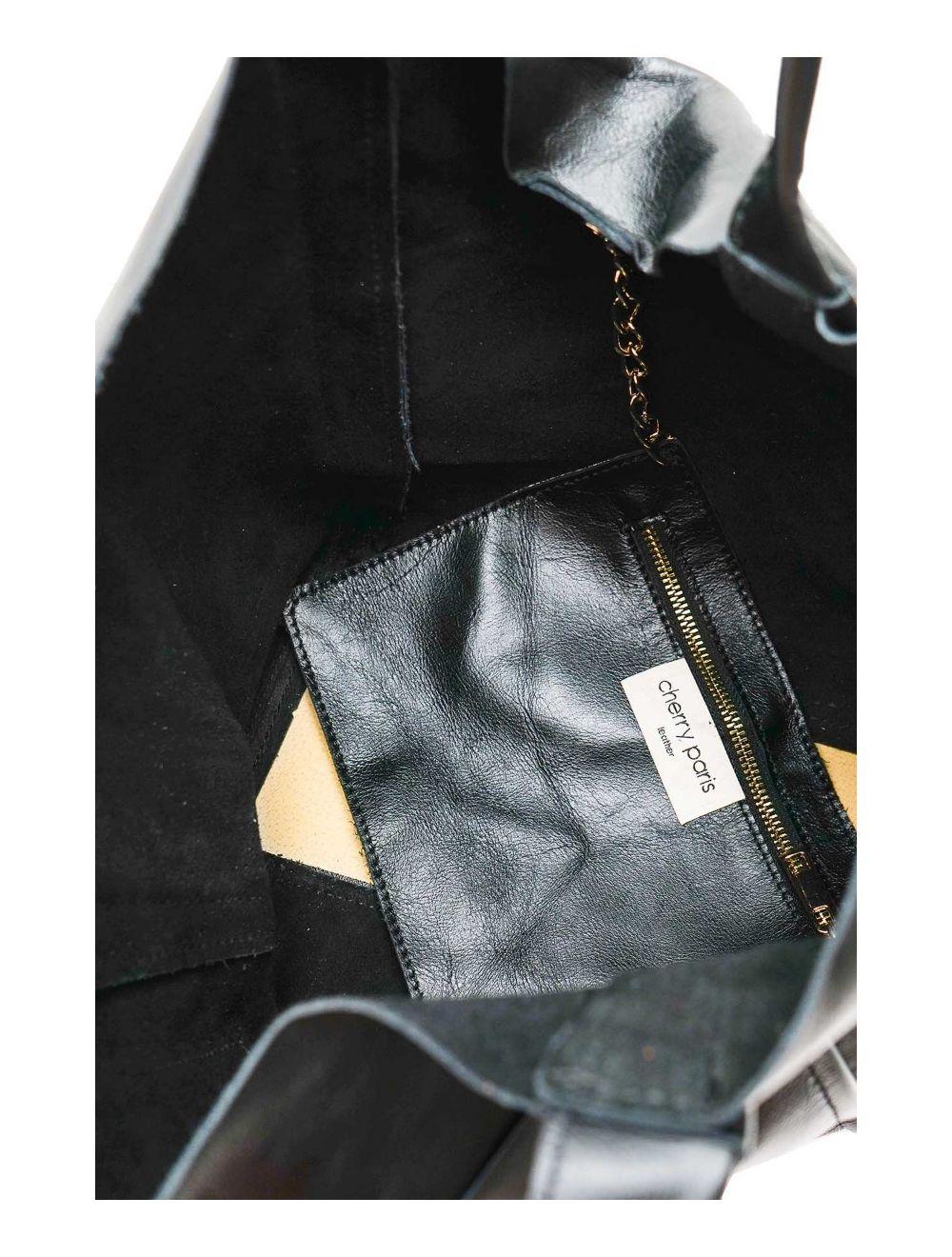 tom&eva Sac cabas En Cuir Vachette Sauvage 4101 KAHINA-Noir