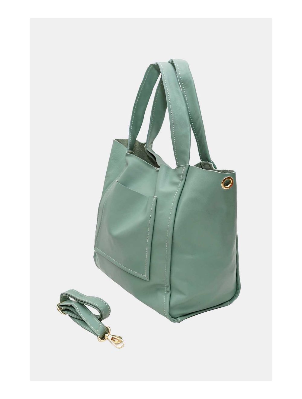 Tom&eva Sac Cabas En Cuir Vachette Sauvage 4101 KAHINA-Vert Clair