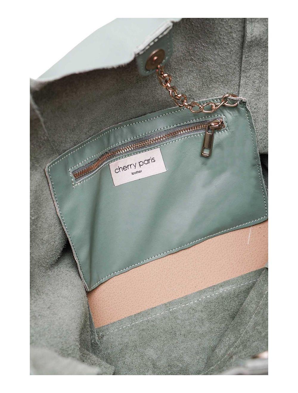 tom&eva Sac cabas En Cuir Vachette Sauvage 4101 KAHINA-Vert Clair