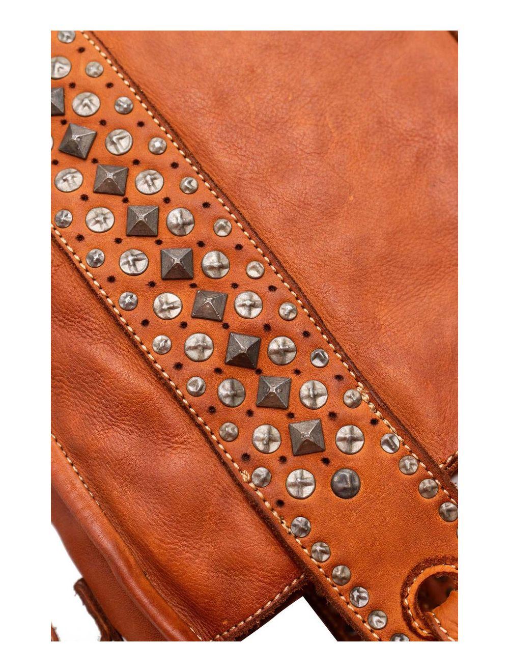 Tom&eva Sac Cabas En Cuir Vachette Style Vintage Clouté PRISCILLE 4119-Camel