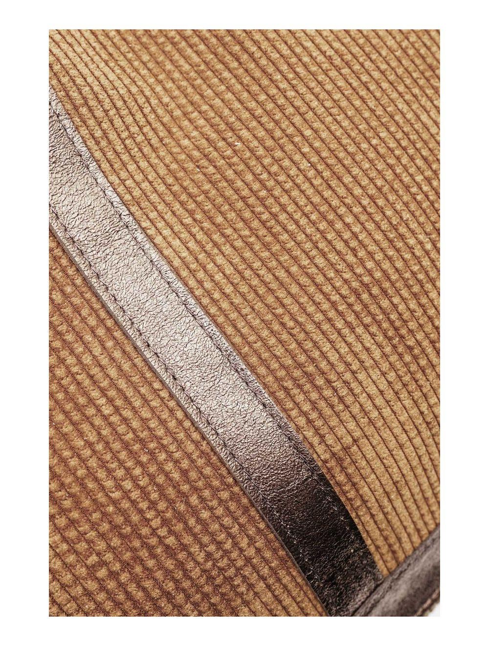 Tom&eva Sac Cabas En Textile Velours Garni Croûte Cuir Vachette 4133 SATINE-Taupe