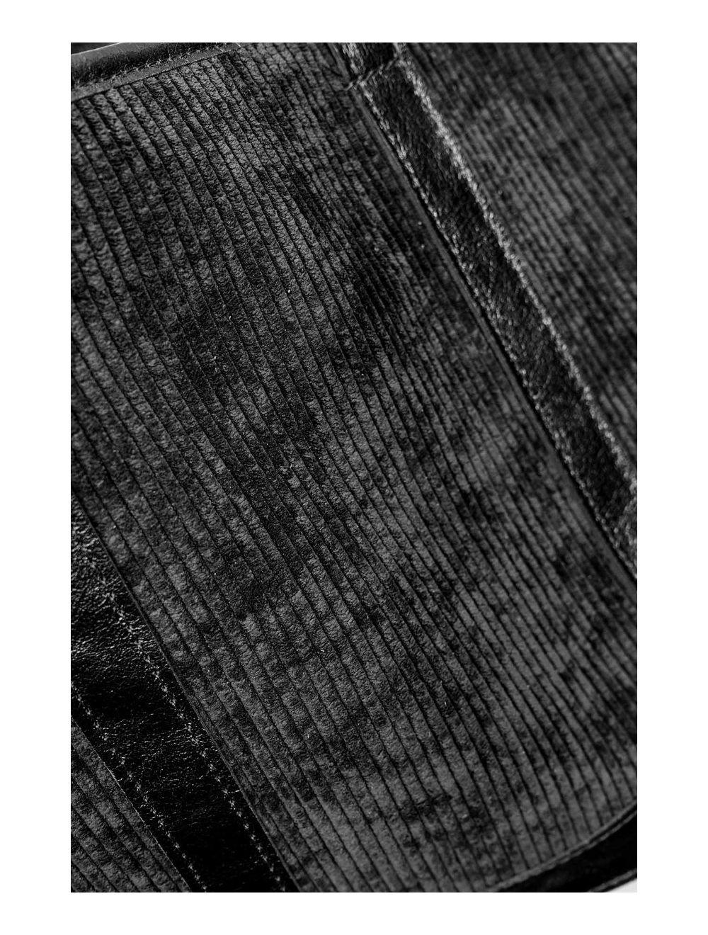 tom&eva Sac Cabas en Textile Velours Garni Croûte Cuir Vachette 4133 SATINE-Noir