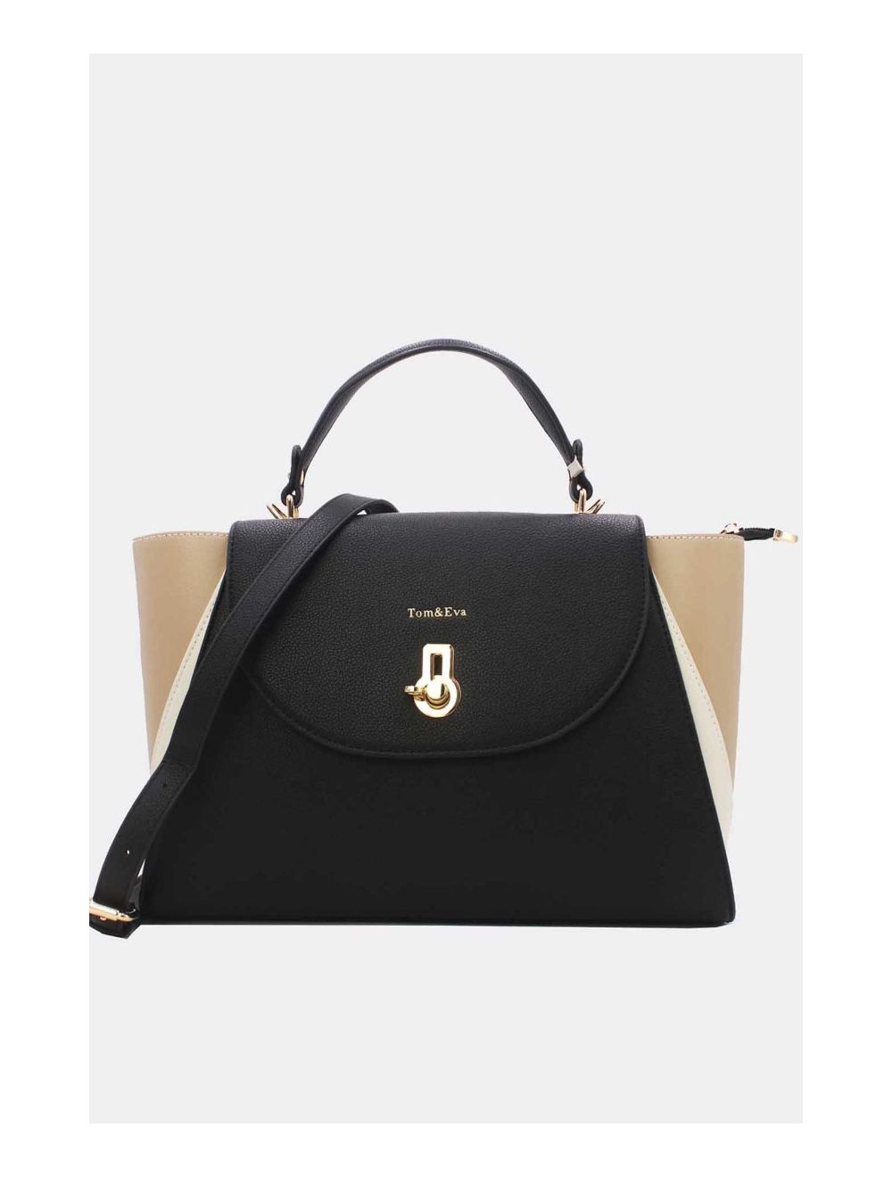 Tom&eva Sac Cabas Femme Tricolore RÉASSORT 23B-5840-Black/Beige/Apricot