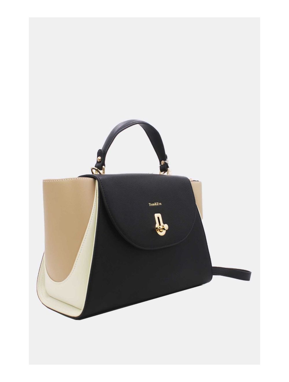 Tom&eva Sac Cabas Femme Tricolore RÉASSORT 23B-5840-Black/Beige/Apricot