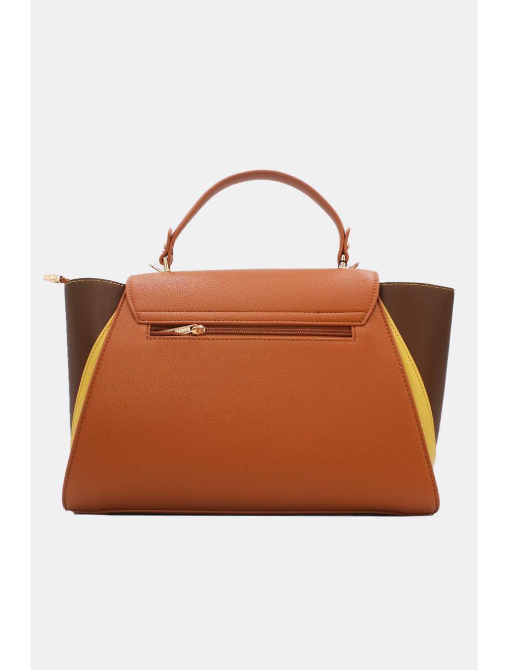 Tom&eva Sac Cabas Femme Tricolore RÉASSORT 23B-5840-Brown/Yellow/D.Brown