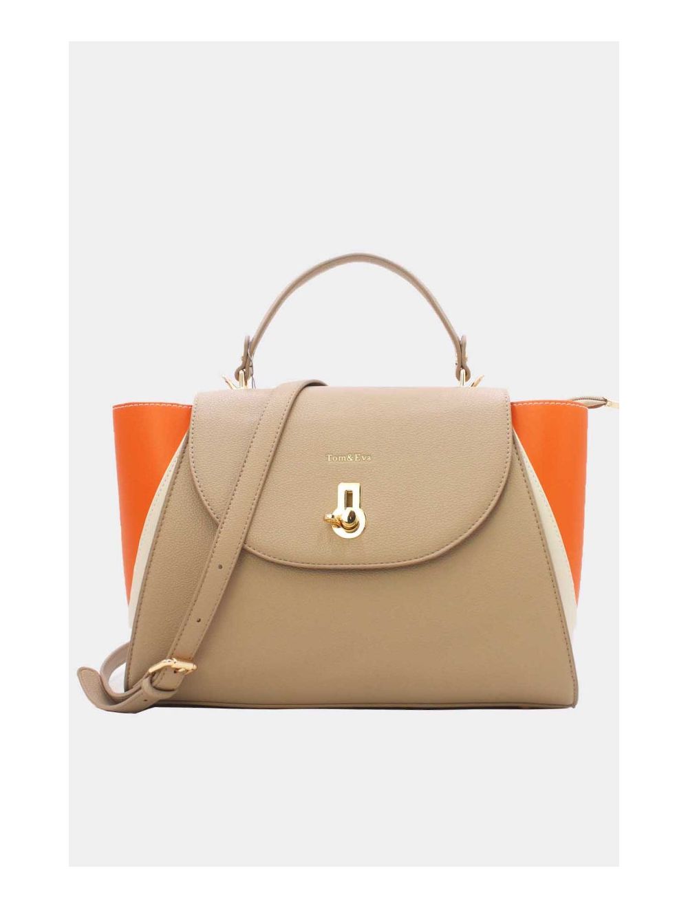 Tom&eva Sac Cabas Femme Tricolore RÉASSORT 23B-5840-Taupe/Apricot/Orange