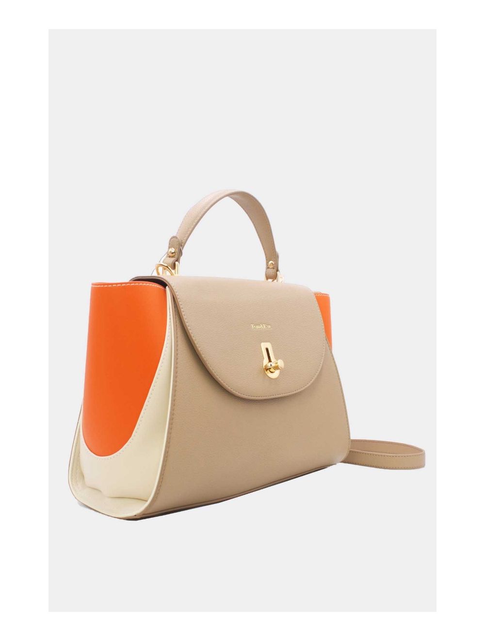 Tom&eva Sac Cabas Femme Tricolore RÉASSORT 23B-5840-Taupe/Apricot/Orange