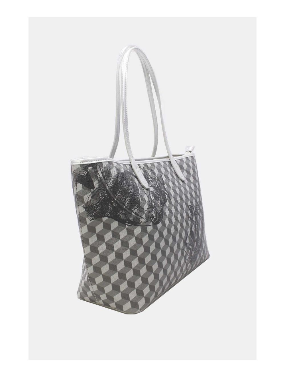 Tom&eva Sac Cabas Fourre-Tout Monogramme Classique 24B-5875-Argenté