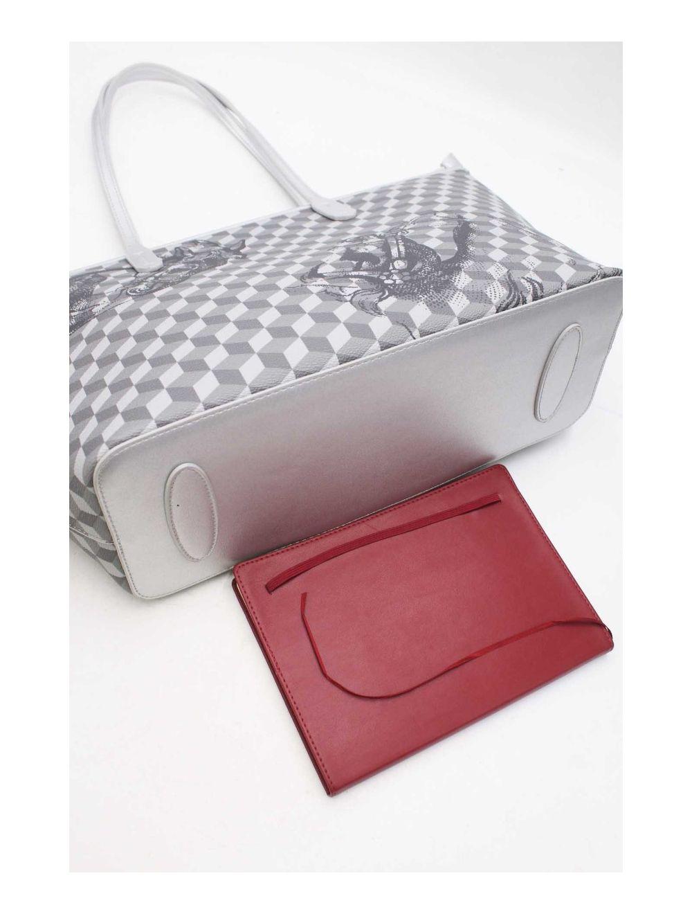 tom&eva Sac Cabas Fourre-Tout Monogramme Classique 24B-5875-Argenté