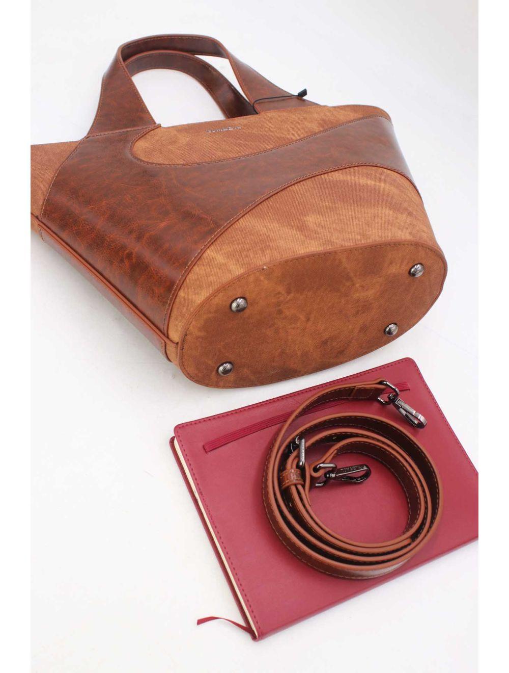 Tom&eva Sac Cabas Fourre-tout Patchwork Effet Denim 24B-6111-Brown/Coffee