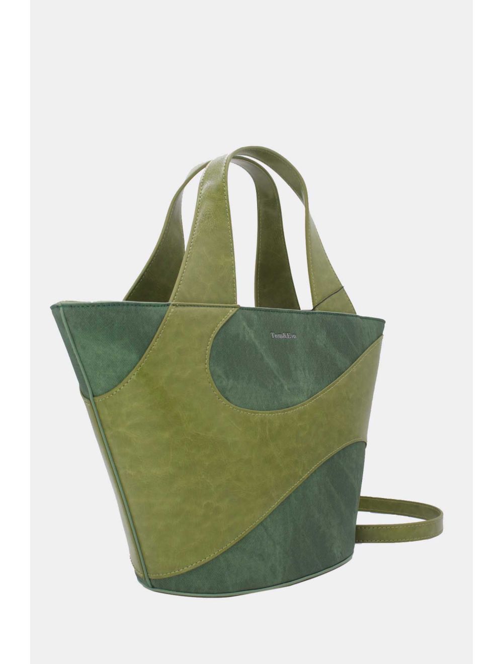 Tom&eva Sac Cabas Fourre-tout Patchwork Effet Denim 24B-6111-Vert