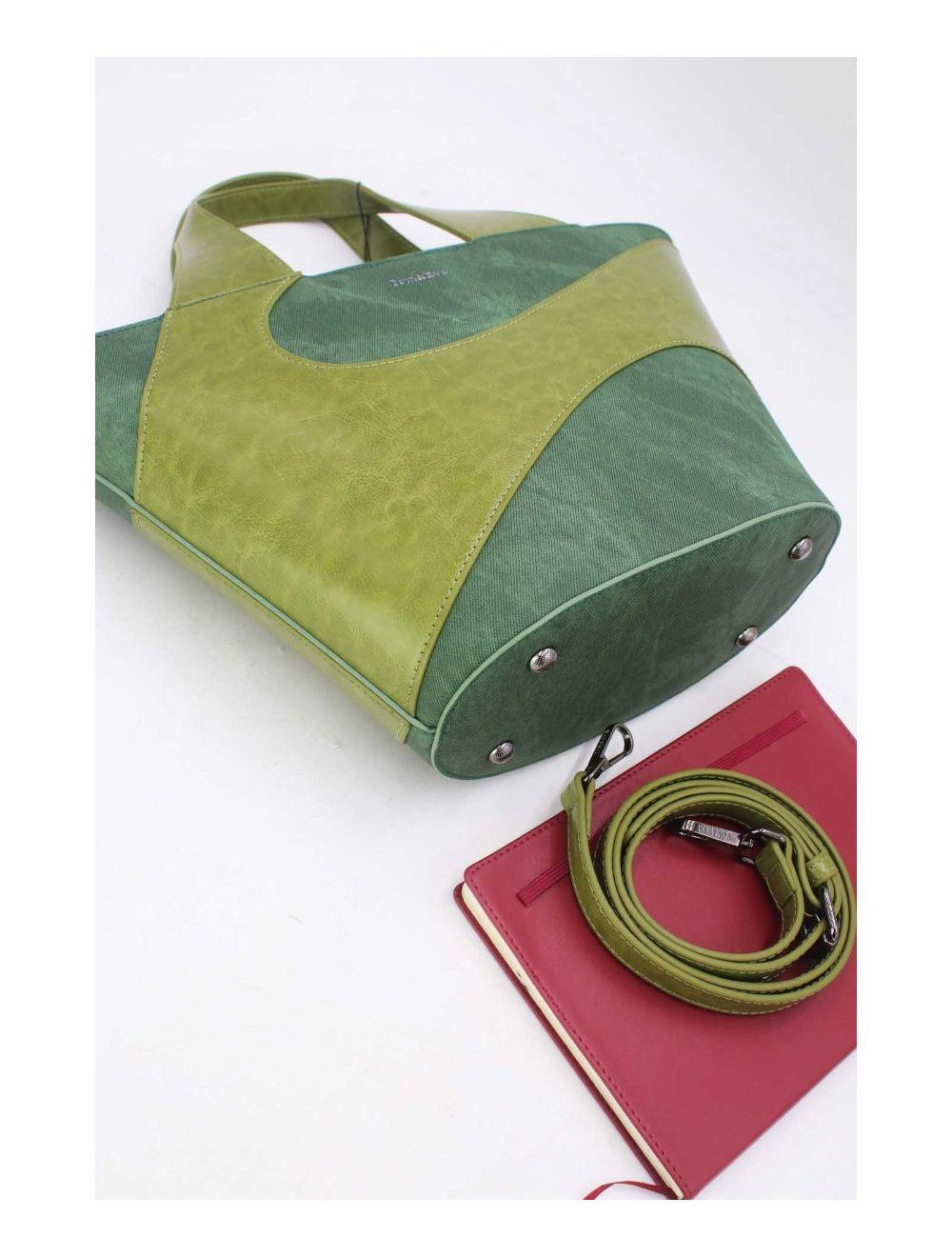 Tom&eva Sac Cabas Fourre-tout Patchwork Effet Denim 24B-6111-Vert