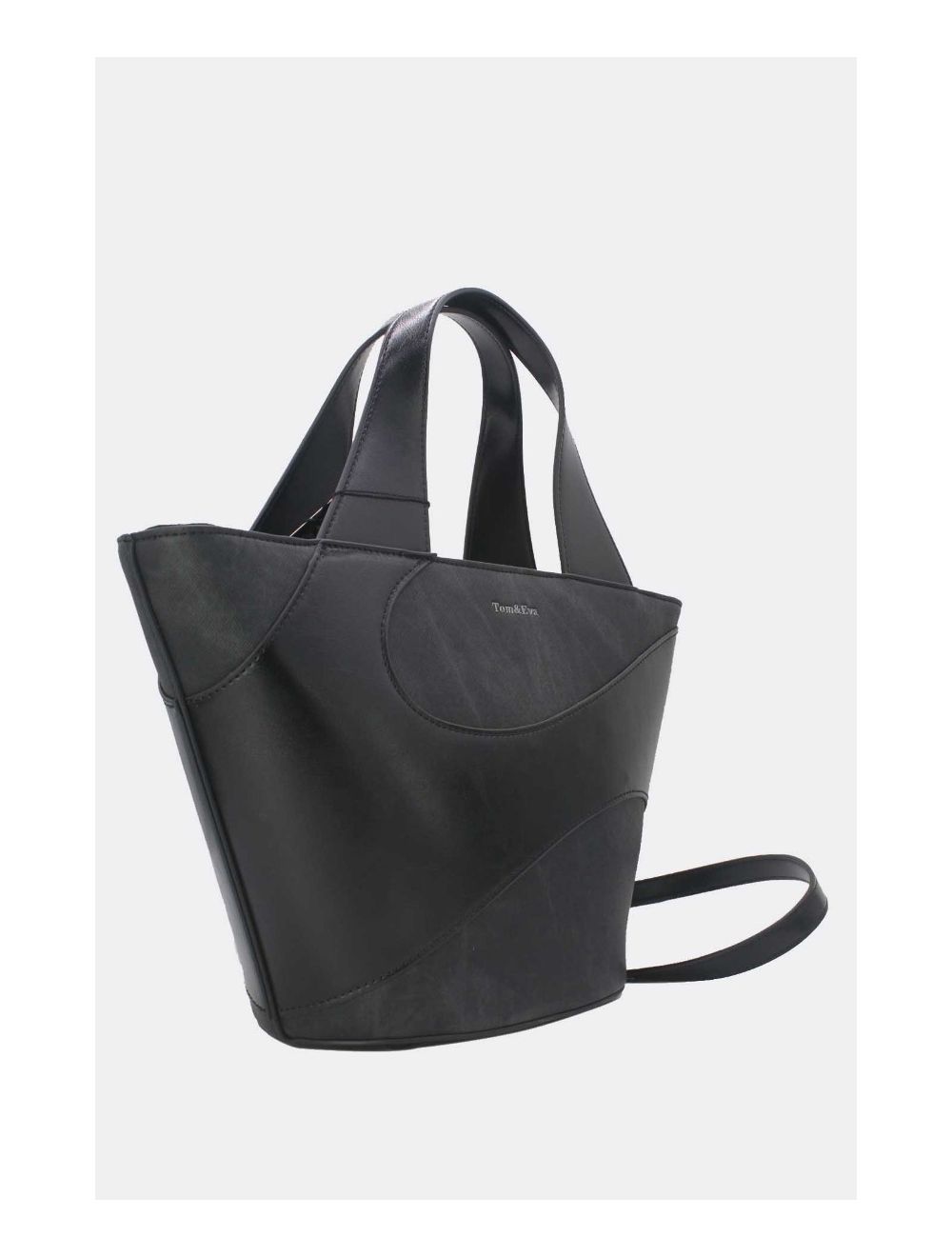 Tom&eva Sac Cabas Fourre-tout Patchwork Effet Denim 24B-6111-Noir