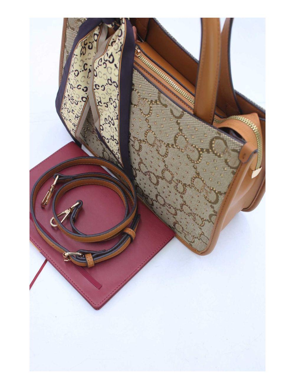 Tom&eva Sac Cabas Monogramme Avec Bandeau De Soie 22B-5619-Marron