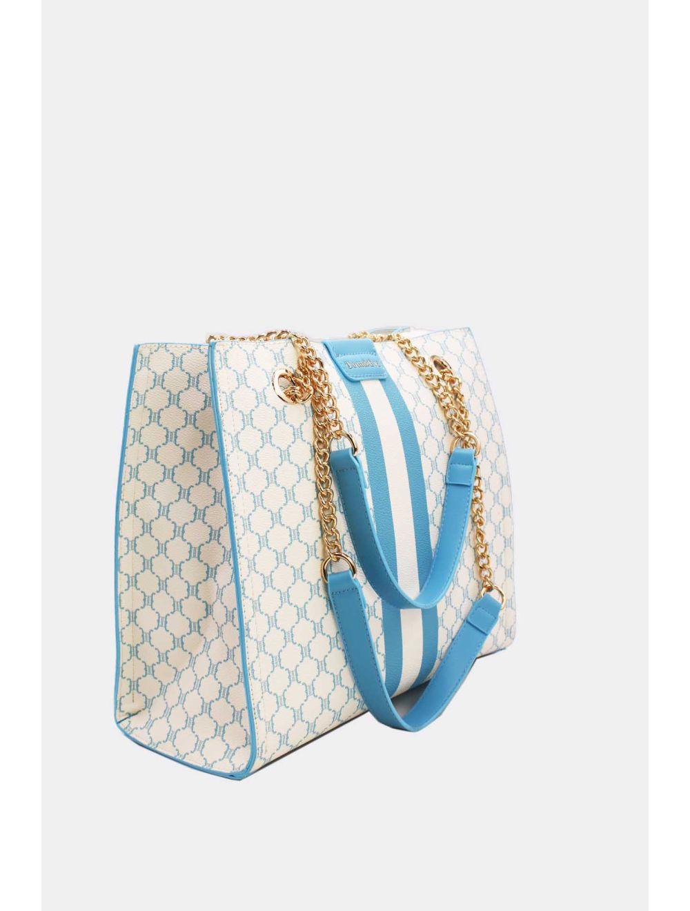 Tom&eva Sac Cabas Monogramme Double Porté 22B-5580-Bleu