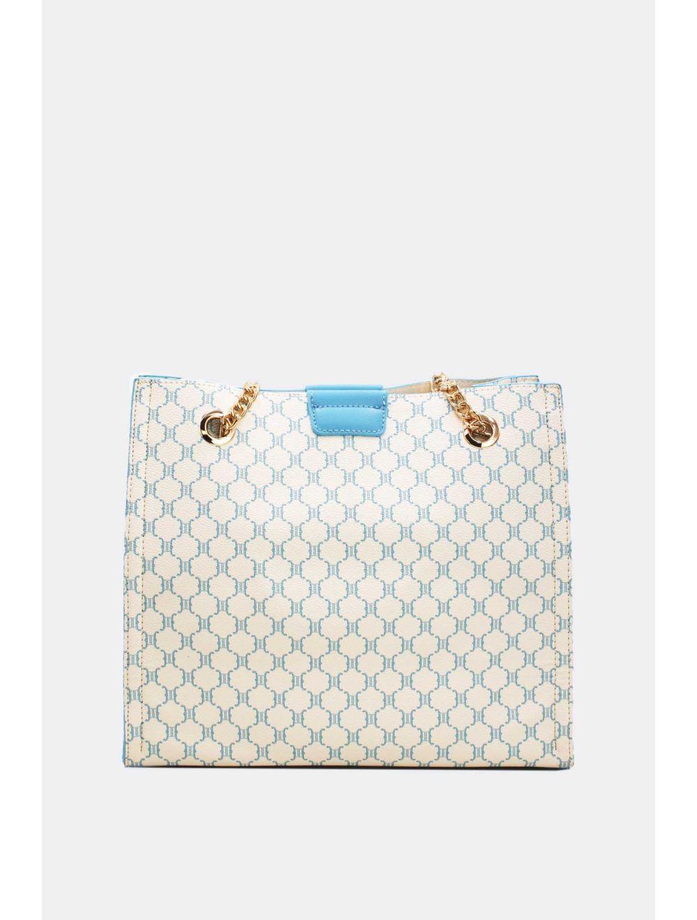 Tom&eva Sac Cabas Monogramme Double Porté 22B-5580-Bleu