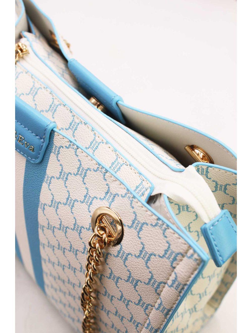 Tom&eva Sac Cabas Monogramme Double Porté 22B-5580-Bleu