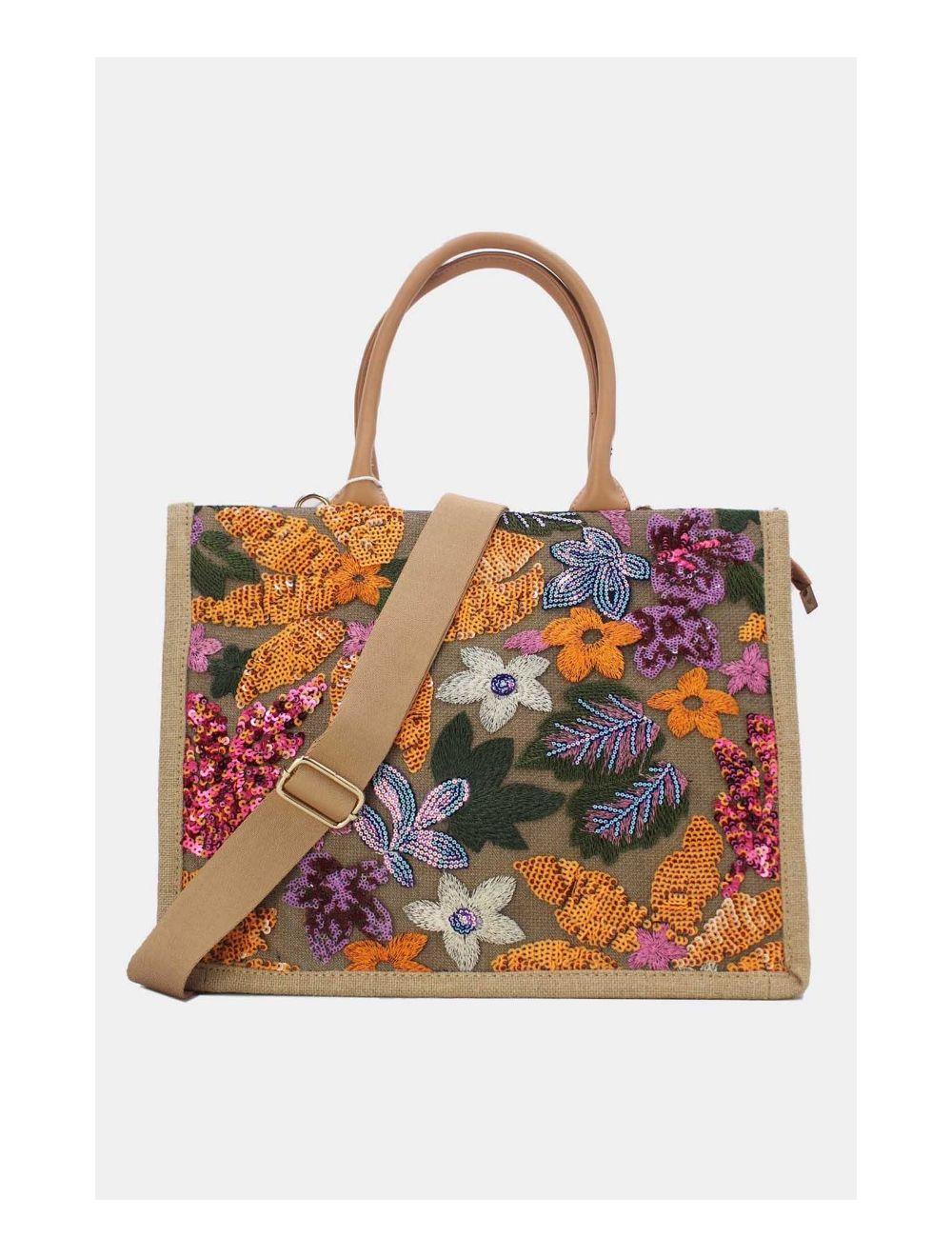 Tom&eva Sac Cabas Paillettes Et Broderie 24P-5984-Jaune