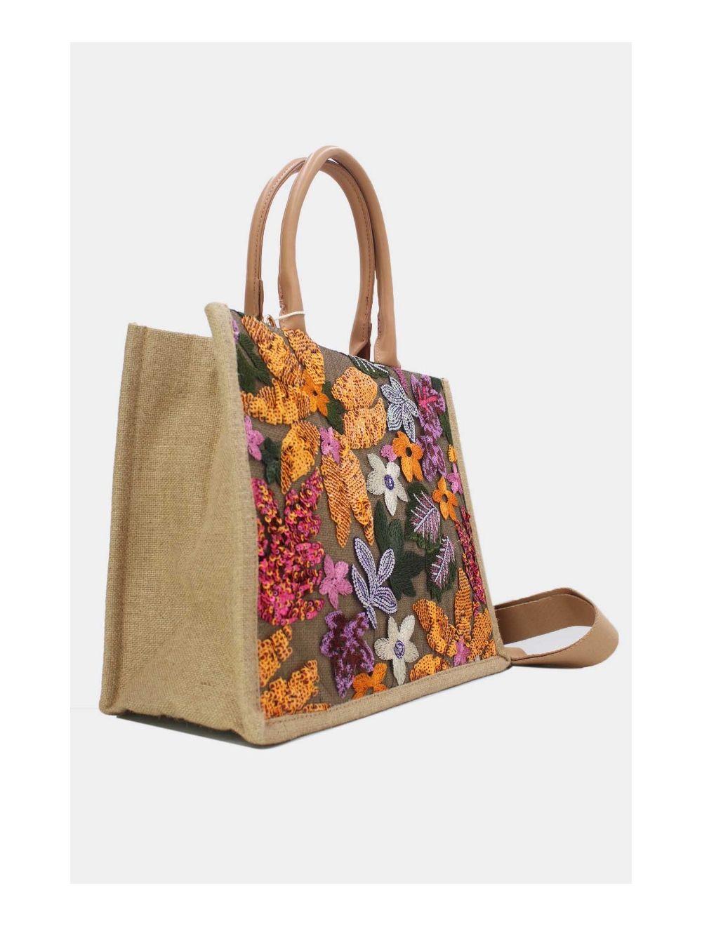 Tom&eva Sac Cabas Paillettes Et Broderie 24P-5984-Jaune