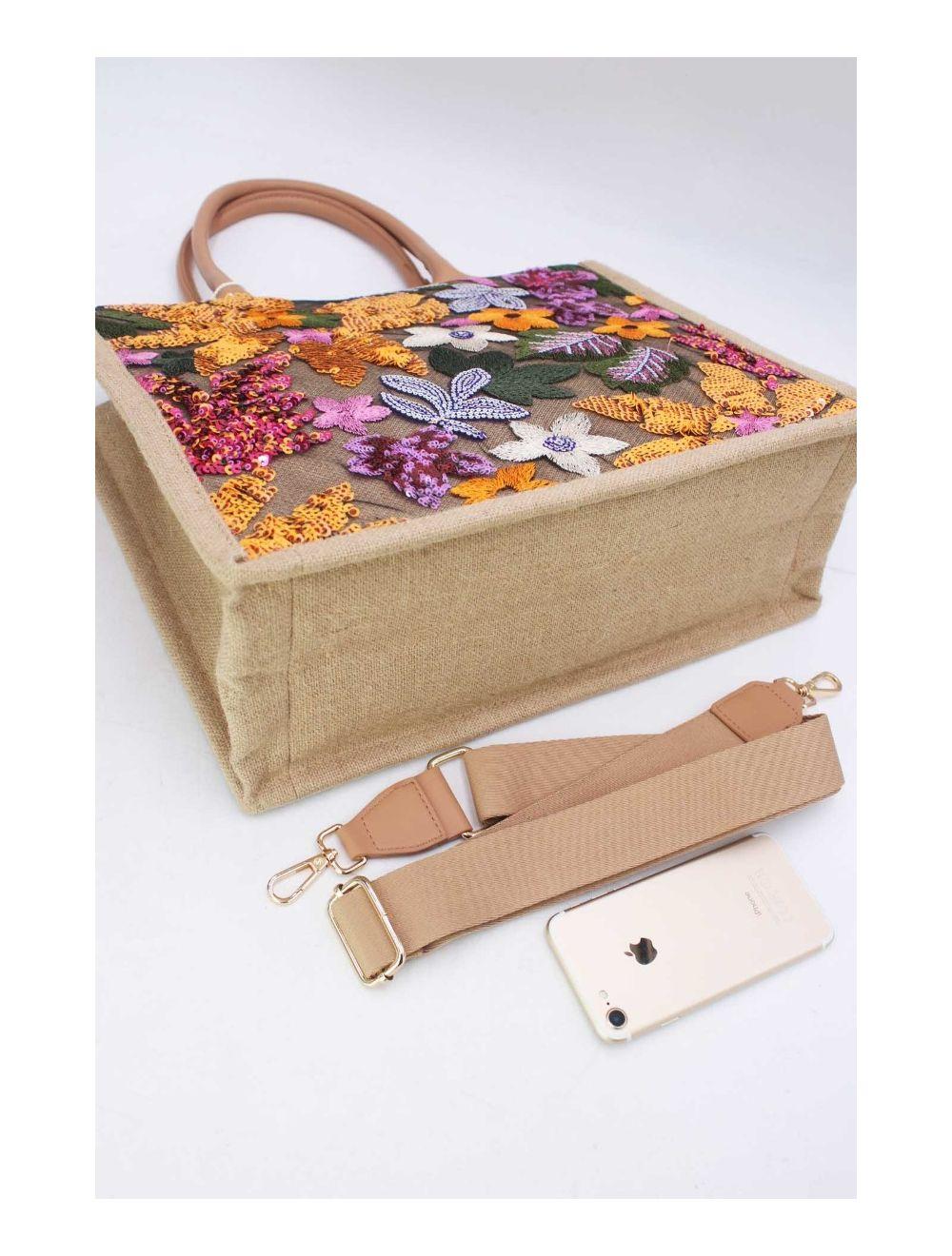 tom&eva Sac Cabas Paillettes et Broderie 24P-5984-Jaune