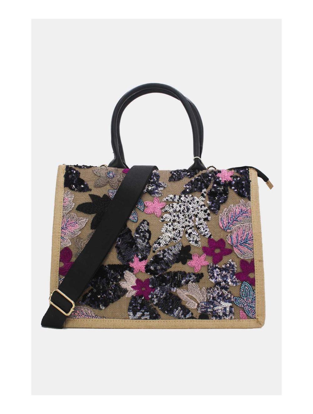 Tom&eva Sac Cabas Paillettes Et Broderie 24P-5984-Noir