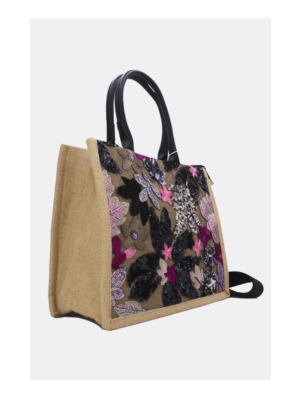 Tom&eva Sac Cabas Paillettes Et Broderie 24P-5984-Noir