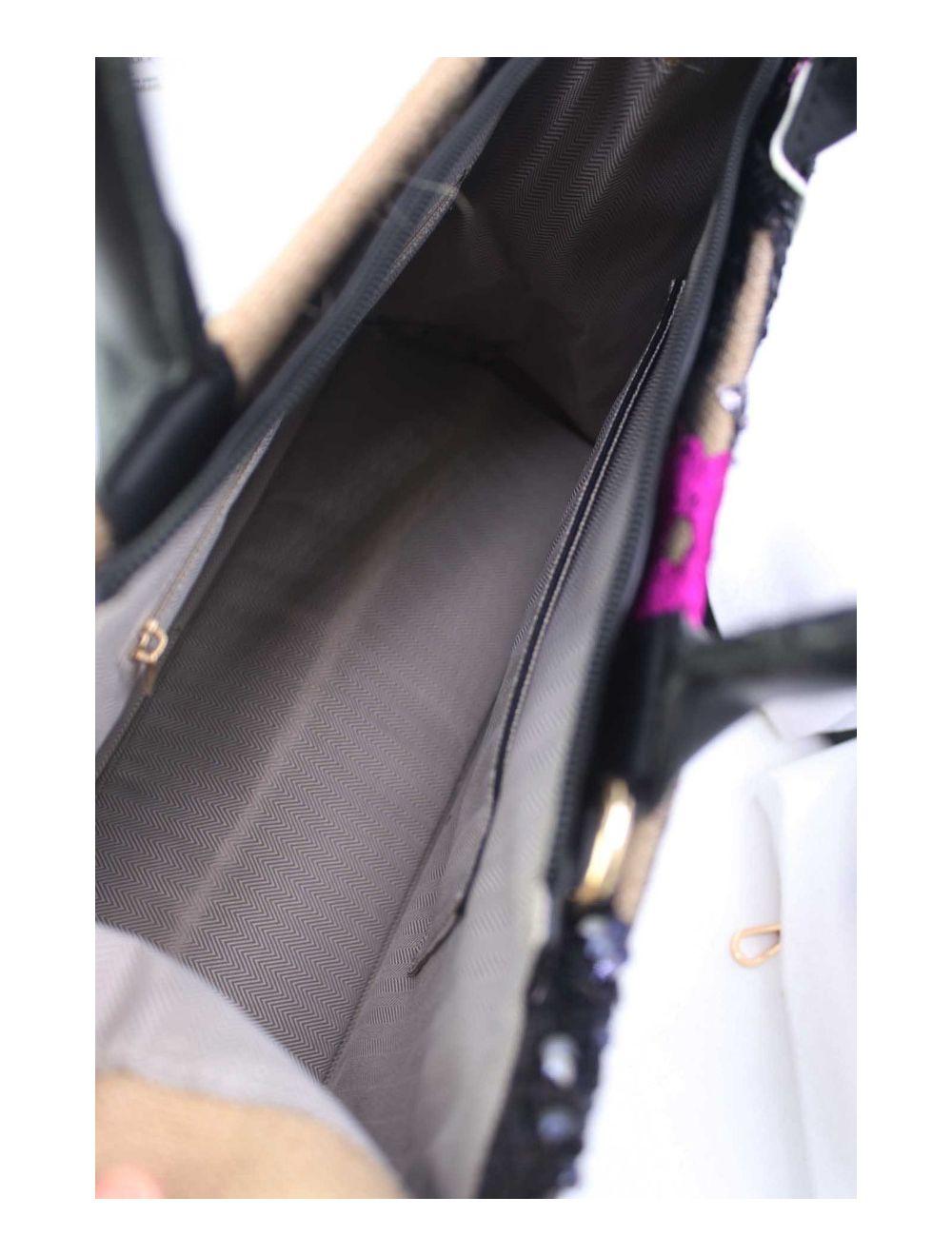 tom&eva Sac Cabas Paillettes et Broderie 24P-5984-Noir