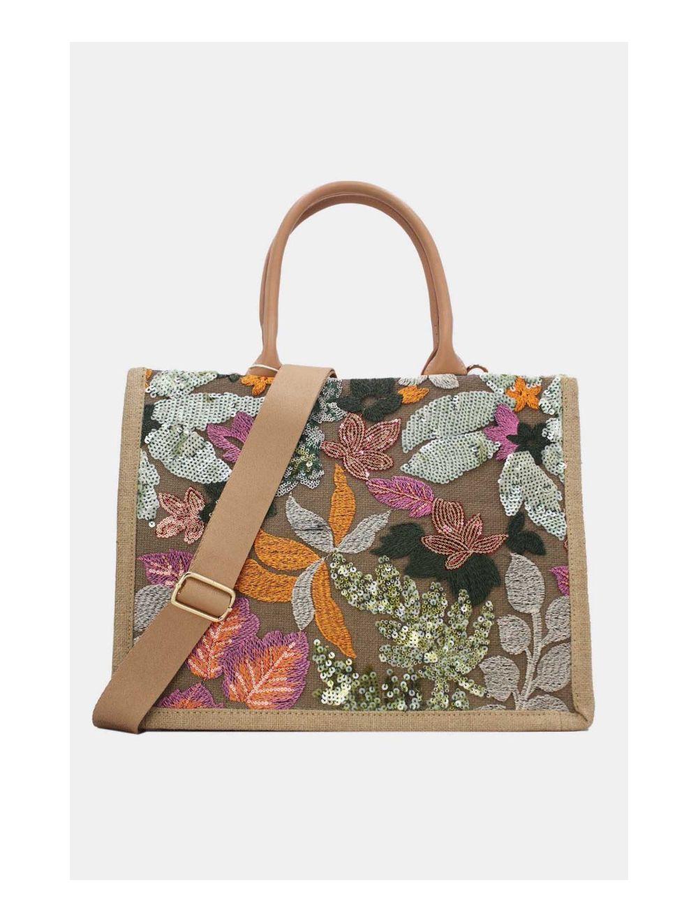 Tom&eva Sac Cabas Paillettes Et Broderie 24P-5984-Vert