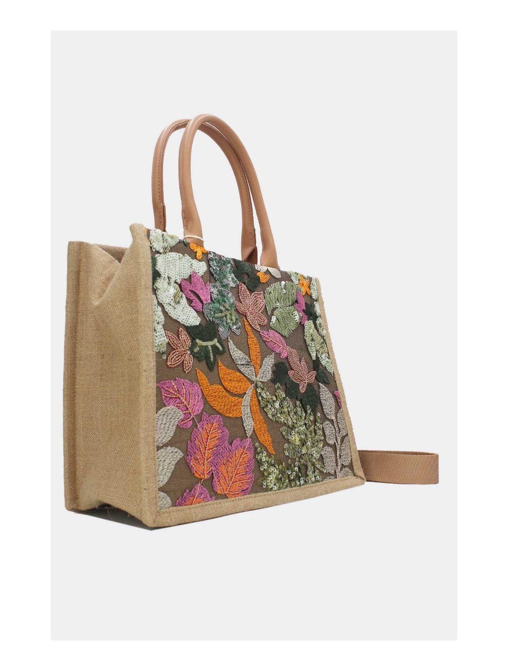 Tom&eva Sac Cabas Paillettes Et Broderie 24P-5984-Vert