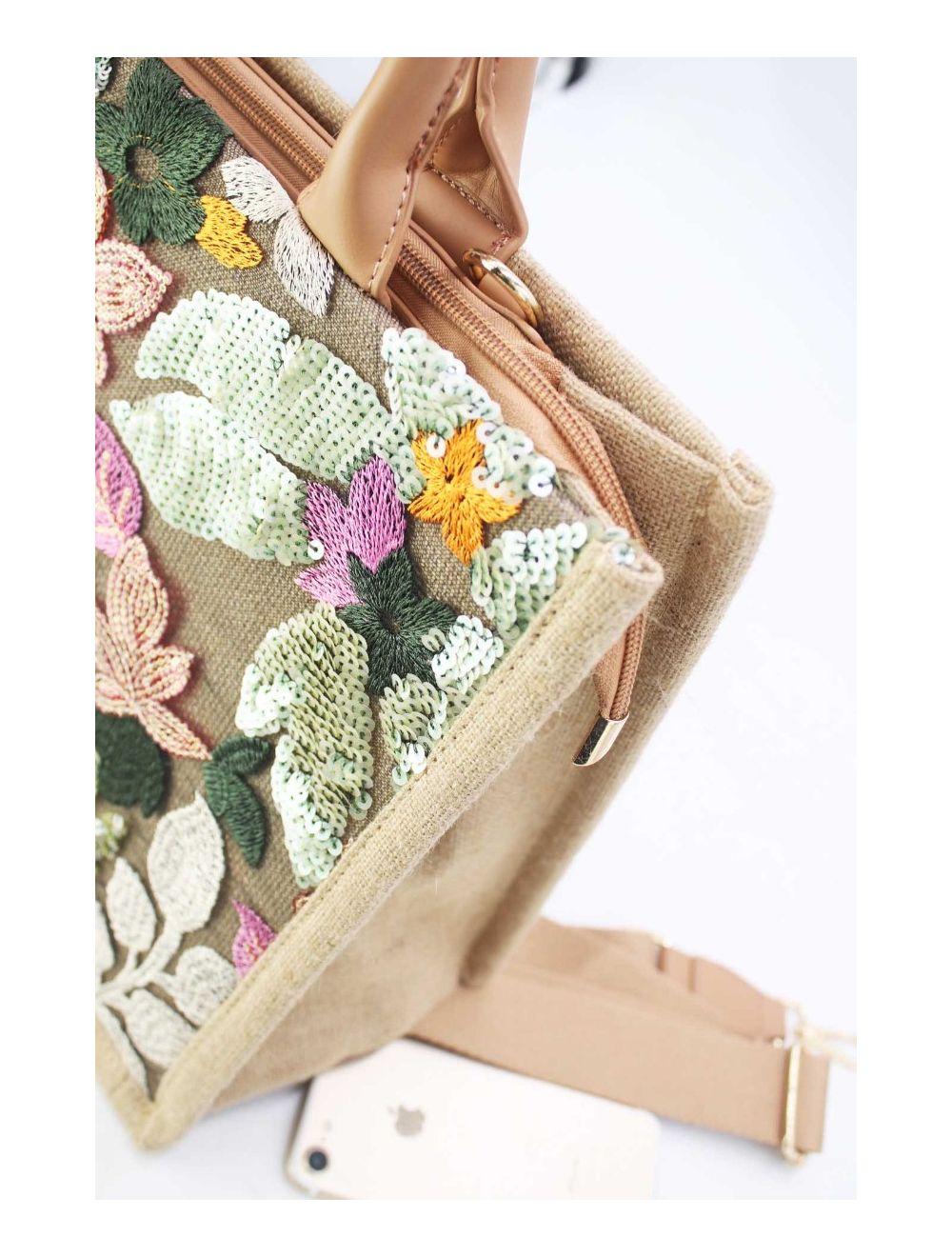 tom&eva Sac Cabas Paillettes et Broderie 24P-5984-Vert