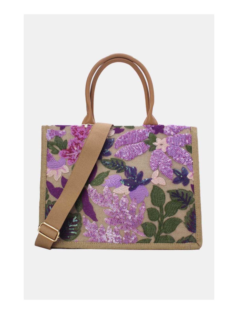 Tom&eva Sac Cabas Paillettes Et Broderie 24P-5984-Violet