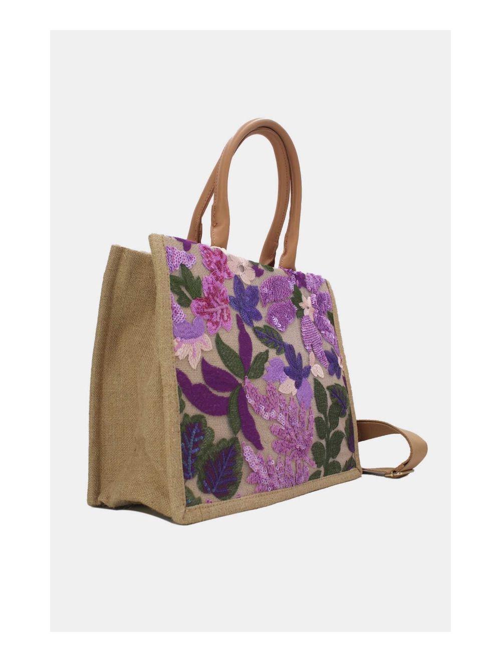 Tom&eva Sac Cabas Paillettes Et Broderie 24P-5984-Violet