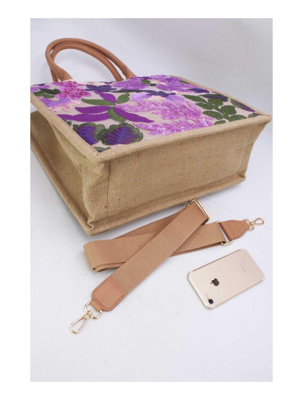 tom&eva Sac Cabas Paillettes et Broderie 24P-5984-Violet