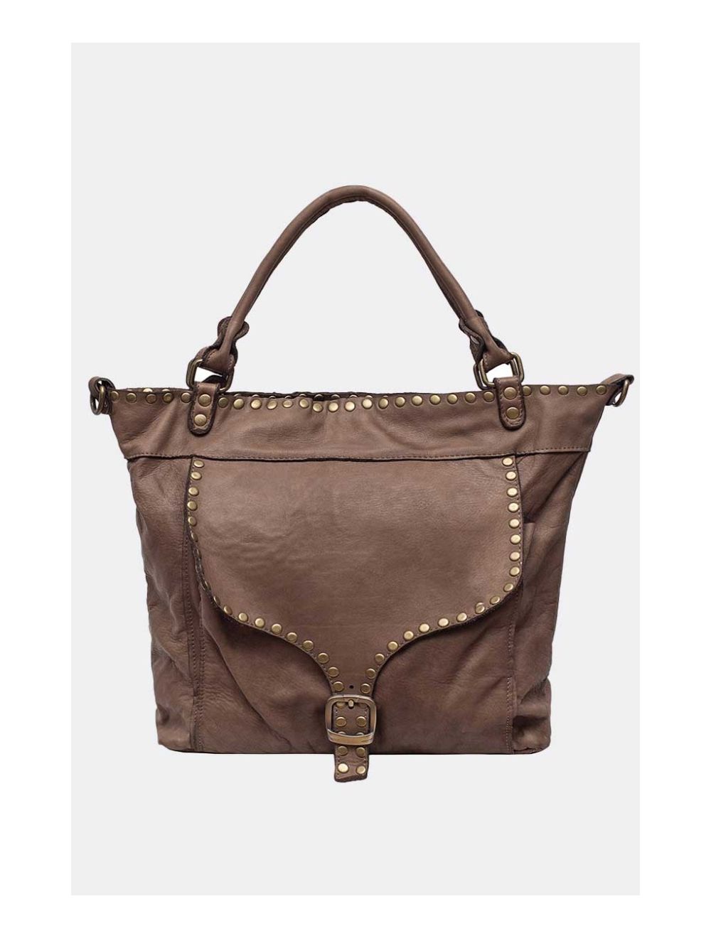 Tom&eva Sac Cabas Porté épaule Cuir De Vachette Vintage-SANDRA 4068-TAUPE