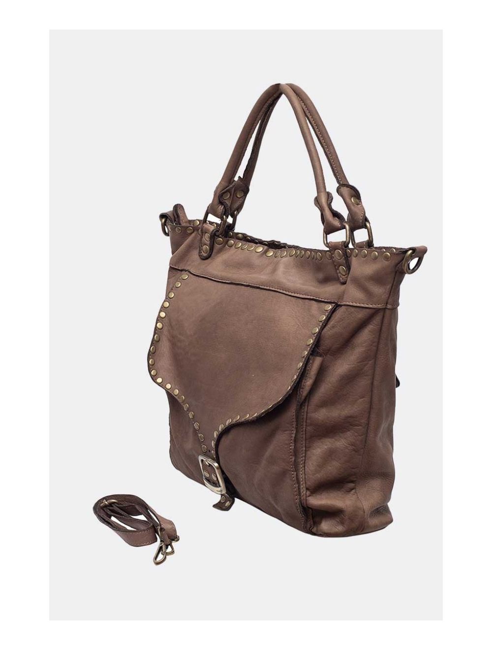 Tom&eva Sac Cabas Porté épaule Cuir De Vachette Vintage-SANDRA 4068-TAUPE