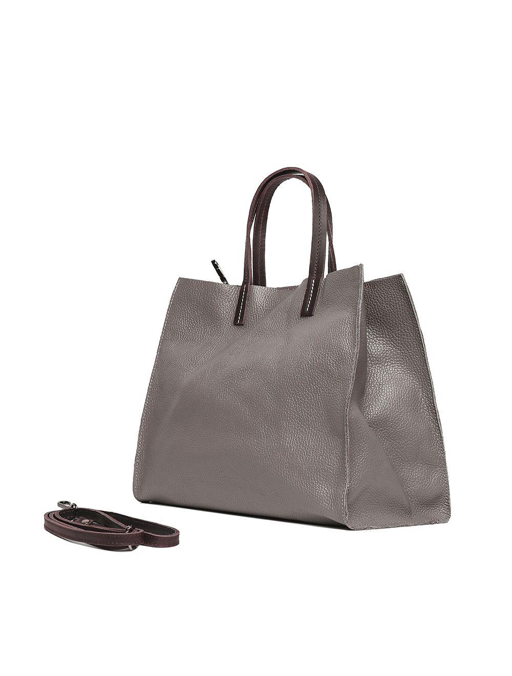 Tom&eva Sac Cabas Porté Main En Cuir De Vachette Grainée 3930C-Taupe
