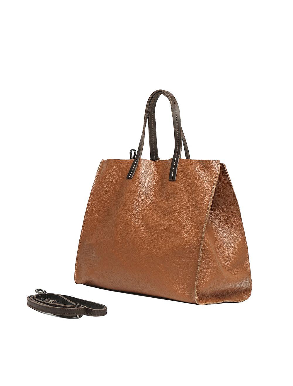 Tom&eva Sac Cabas Porté Main En Cuir De Vachette Grainée 3930C-Cognac