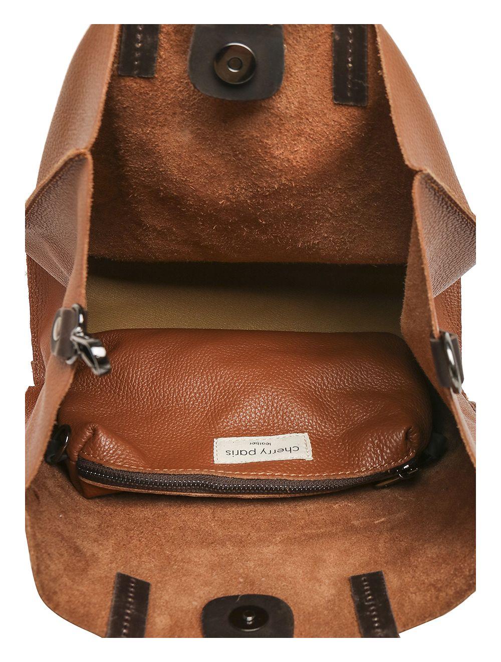 Tom&eva Sac Cabas Porté Main En Cuir De Vachette Grainée 3930C-Cognac