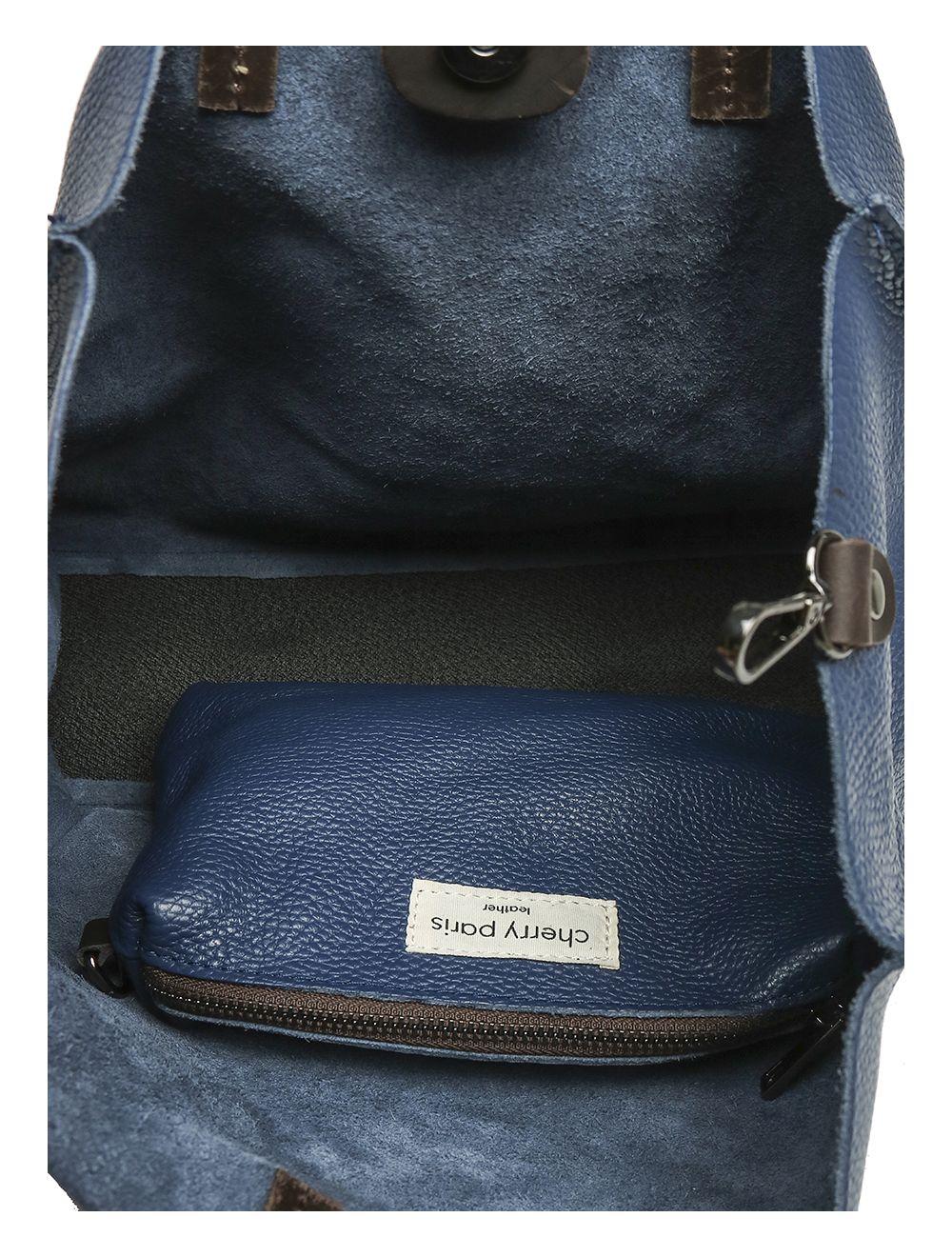 Tom&eva Sac Cabas Porté Main En Cuir De Vachette Grainée 3930C-Marine