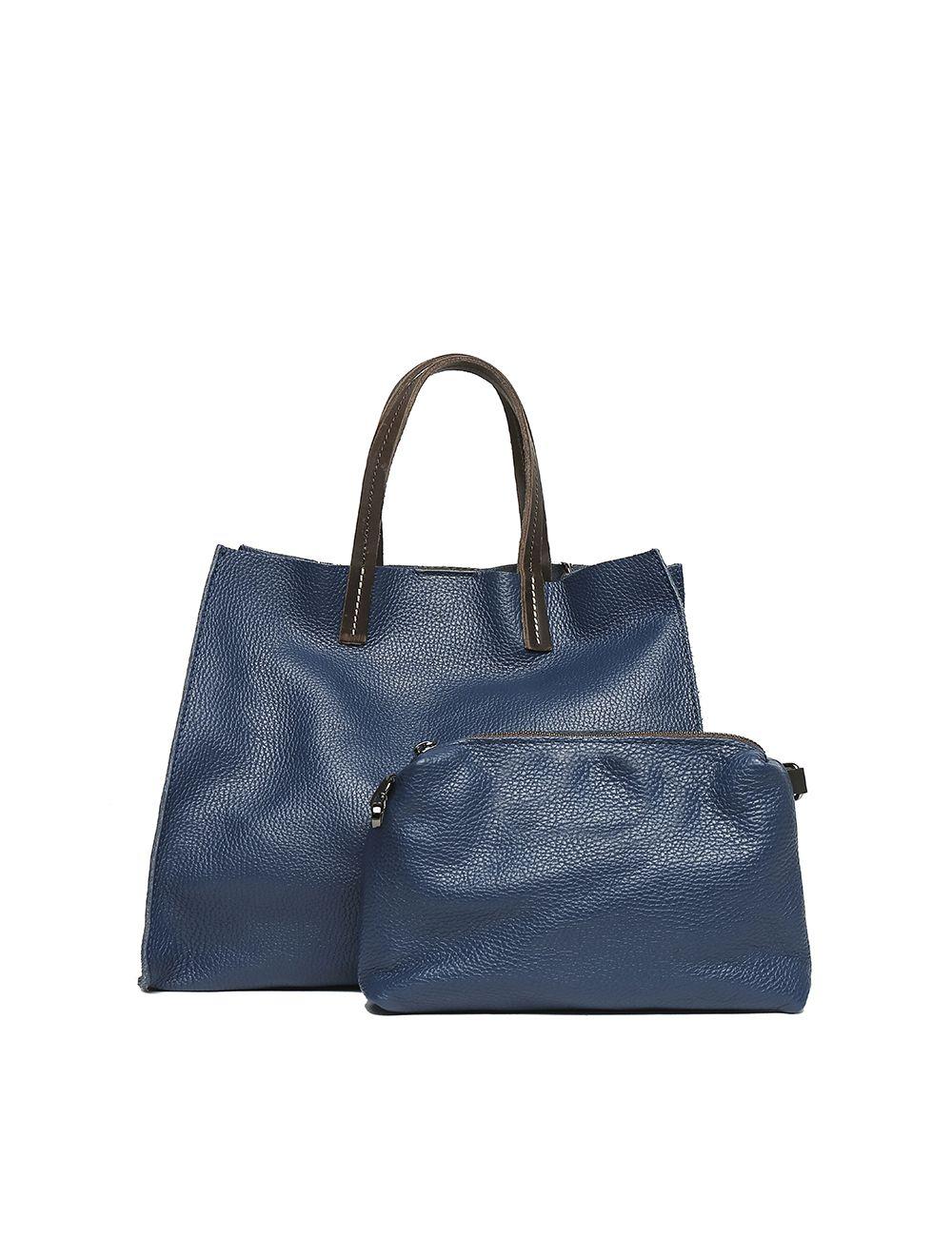 tom&eva Sac cabas porté main en cuir de vachette grainée 3930C-Marine