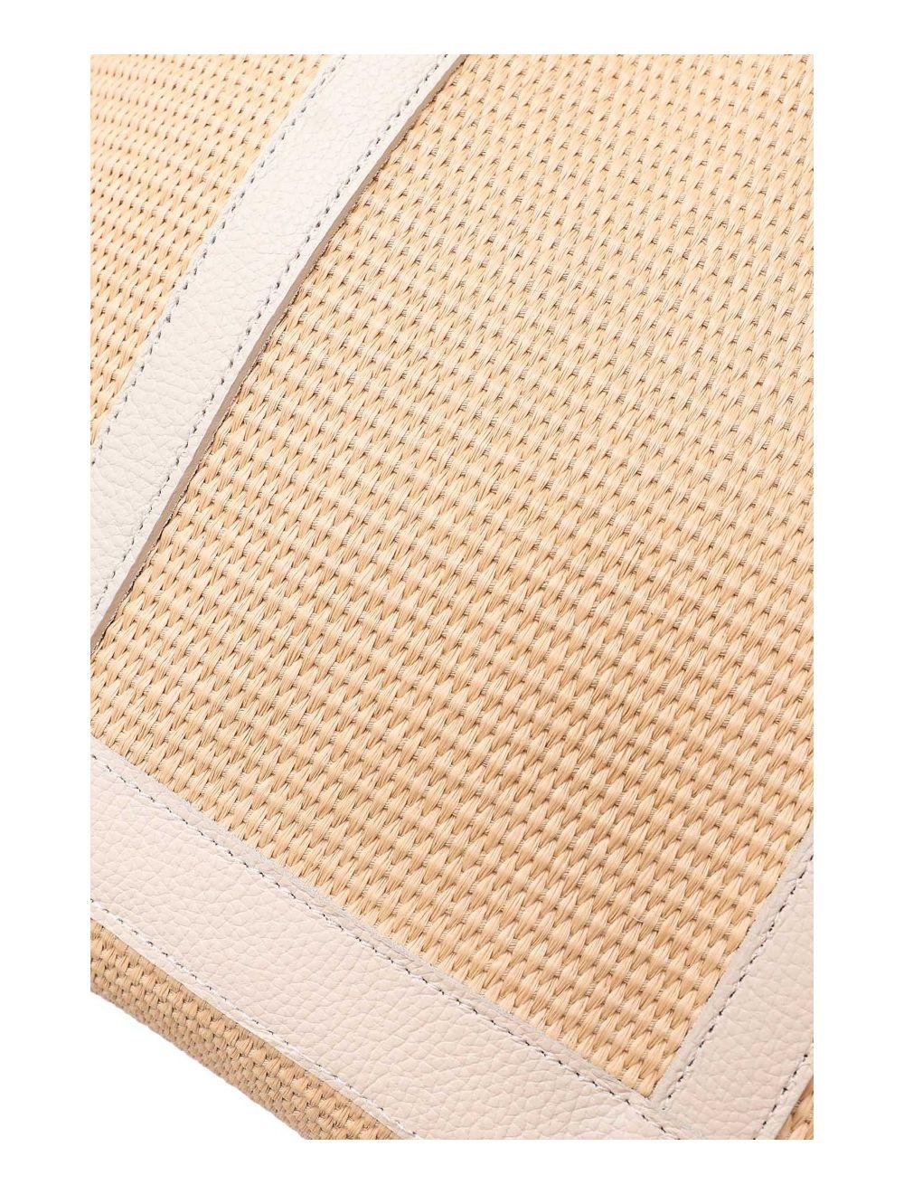 Tom&eva Sac Cabas Raphia Et Cuir Vachette Grainé 4133C SATINE RAPHIA-Beige