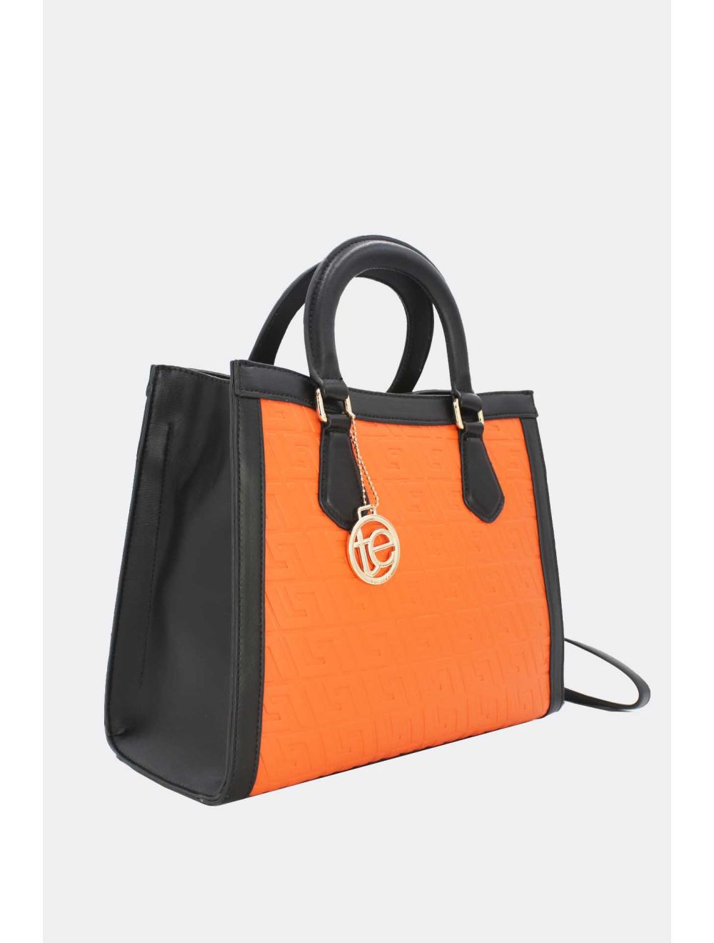 Tom&eva Sac Carré Imprimé Géométrique En Relief 6893-Black/Orange