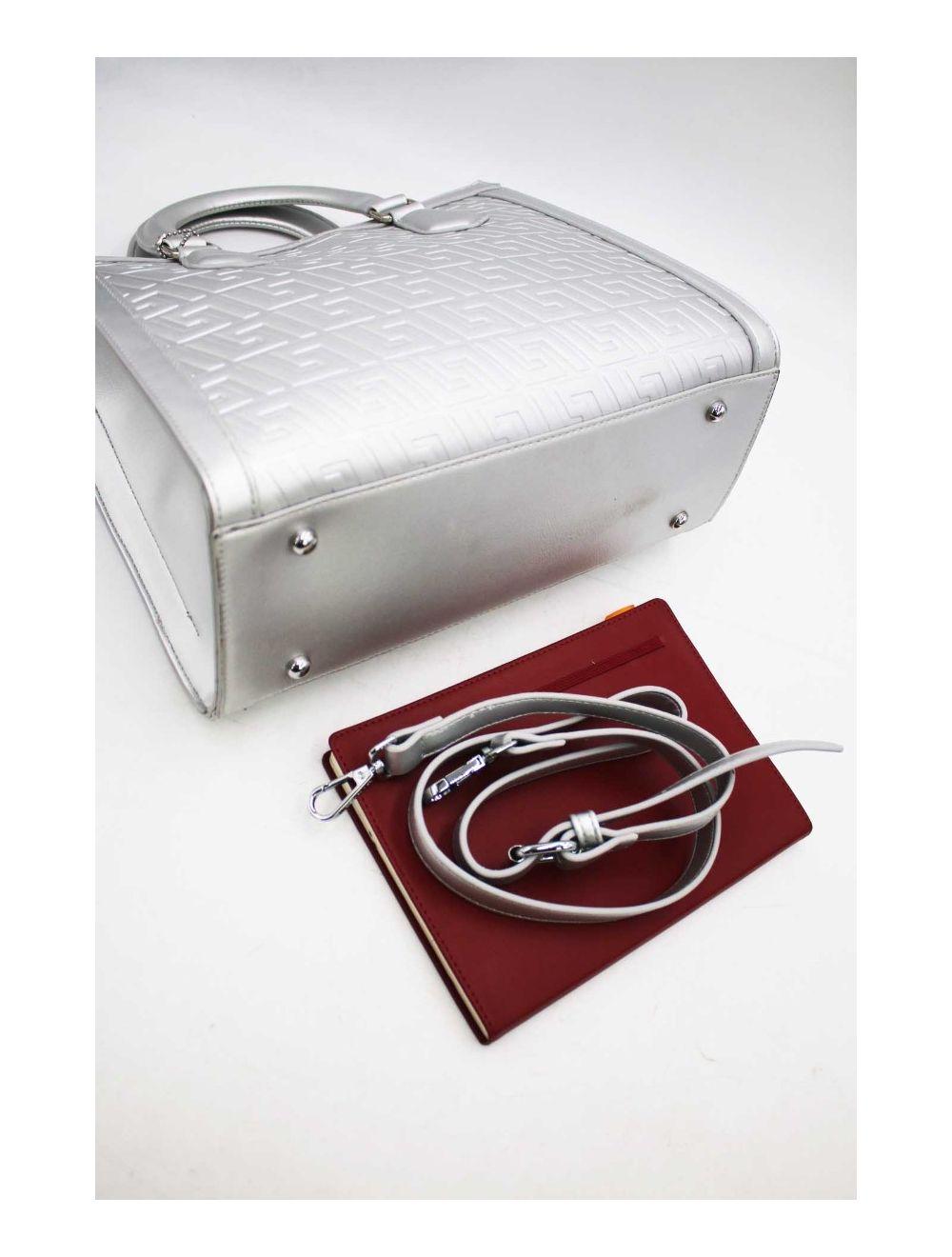 tom&eva Sac Carré Imprimé Géométrique en Relief 6893-Silver