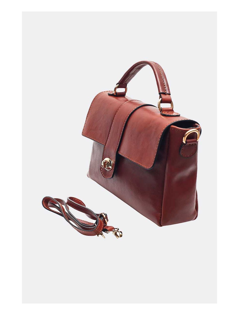 Tom&eva Sac Cartable Avec Poignée En Cuir Vachette Collet-CECILIA 4045-MARRON
